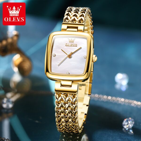 OLEVS 9948 Square Quartz Stainless Steel Watch for Women - Image 5