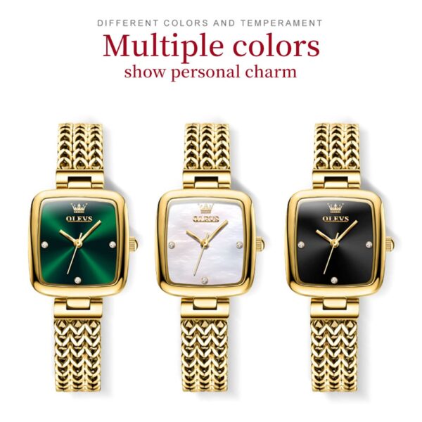 OLEVS 9948 Square Quartz Stainless Steel Watch for Women - Image 5