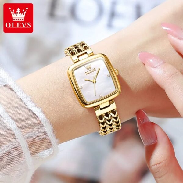 OLEVS 9948 Square Quartz Stainless Steel Watch for Women - Image 3
