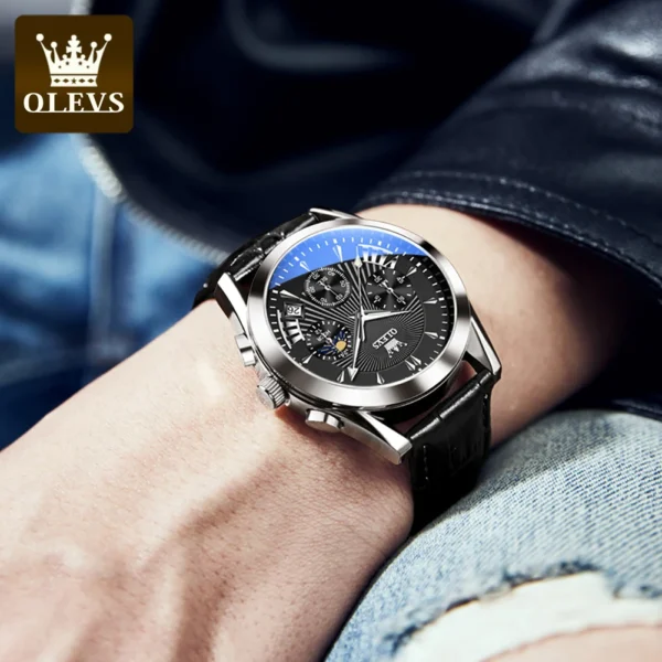 OLEVS 2876 Quartz Leather Strap Watches for Men - Image 4