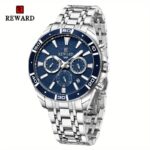 REWARD Mens Watch for Business Stainless Steel Luminous Wedding Wrist Watches