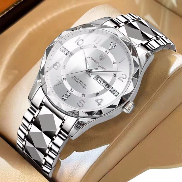 POEDAGAR 858 Luxury Man Wristwatch Waterproof Luminous Date Week Men Watch Sport Stainless Steel - Image 2