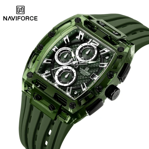 NAVIFORCE 7105 Chronograph Silicone Strap Quartz Watch For Men - Image 2