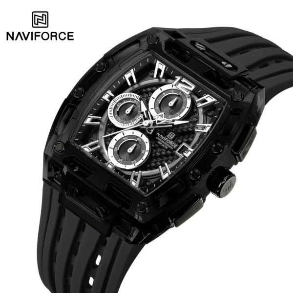 NAVIFORCE 7105 Chronograph Silicone Strap Quartz Watch For Men - Image 2