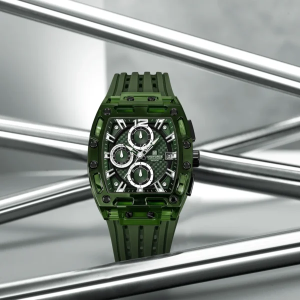 NAVIFORCE 7105 Chronograph Silicone Strap Quartz Watch For Men - Image 3