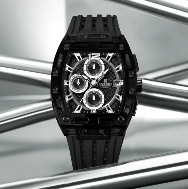 NAVIFORCE 7105 Chronograph Silicone Strap Quartz Watch For Men - Image 3