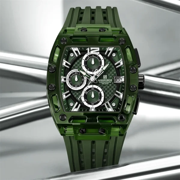 NAVIFORCE 7105 Chronograph Silicone Strap Quartz Watch For Men - Image 5