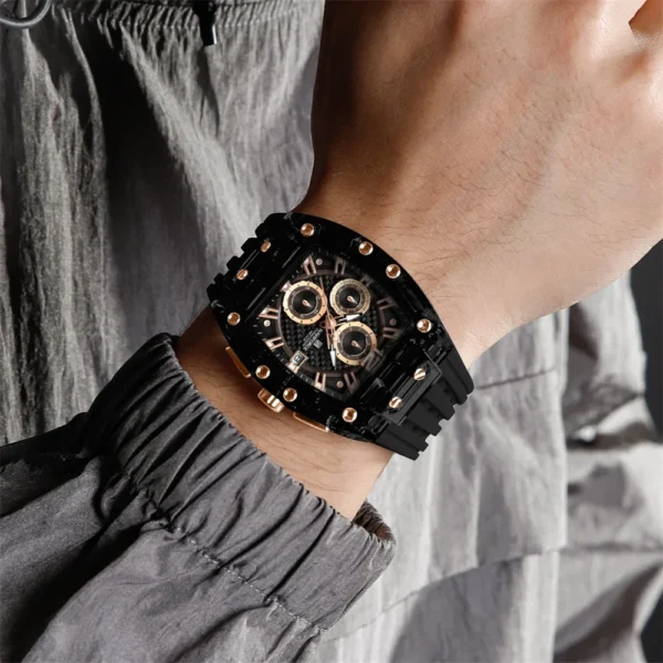 NAVIFORCE 7105 Chronograph Silicone Strap Quartz Watch For Men - Image 3