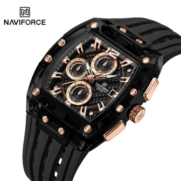 NAVIFORCE 7105 Chronograph Silicone Strap Quartz Watch For Men - Image 5