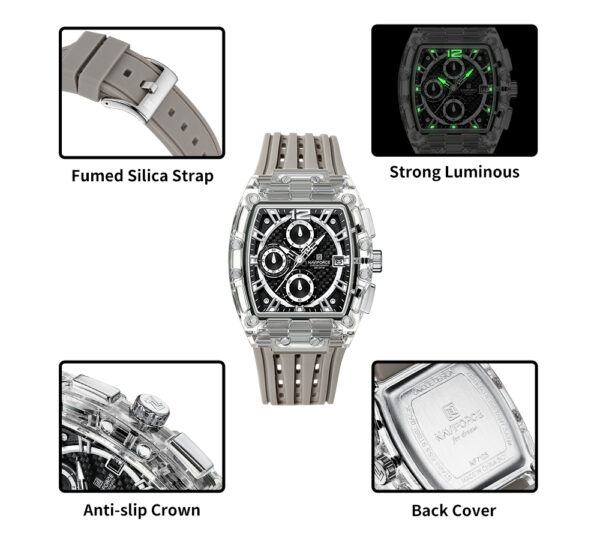 NAVIFORCE 7105 Chronograph Silicone Strap Quartz Watch For Men - Image 4