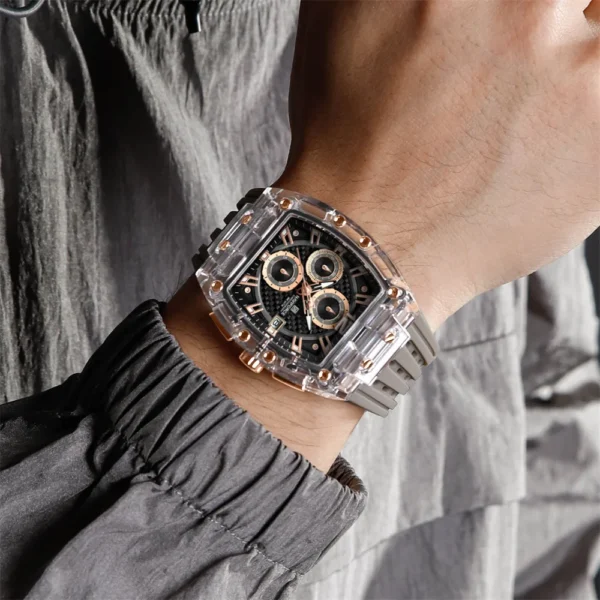 NAVIFORCE 7105 Chronograph Silicone Strap Quartz Watch For Men - Image 3
