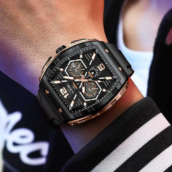 LIGE89108 5ATM Sports Waterproof Quartz Wristwatch Luminous Date Silicone Mens Watches - Image 3
