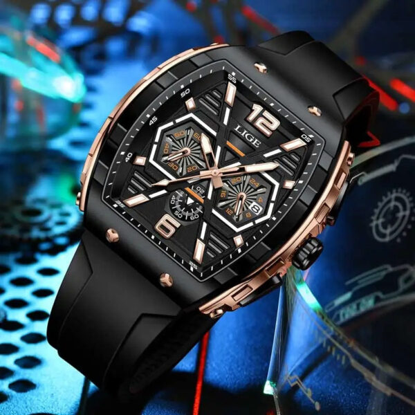 LIGE89108 5ATM Sports Waterproof Quartz Wristwatch Luminous Date Silicone Mens Watches - Image 2