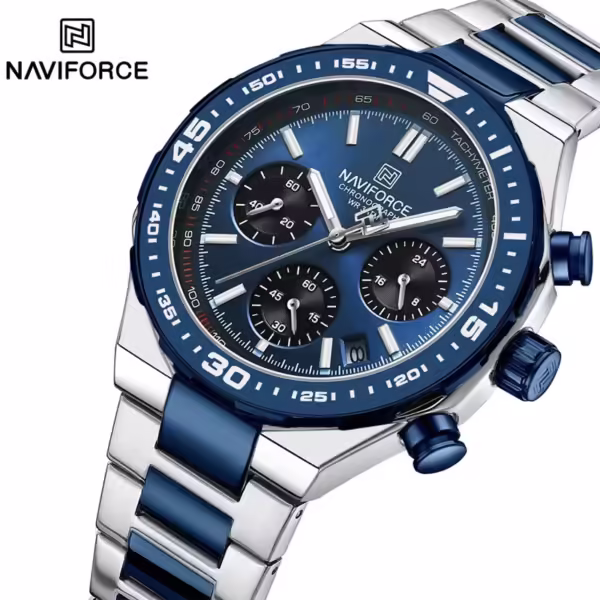NAVIFORCE 8049 Top Brand Luxury Chronograph Calendar Stainless Steel Quartz Watch For Men - Image 6