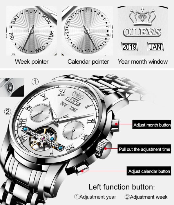 OLEVS 6607 Automatic Mechanical Watch For Gents - Image 5