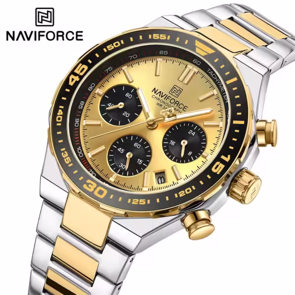 NAVIFORCE 8049 Top Brand Luxury Chronograph Calendar Stainless Steel Quartz Watch For Men - Image 3