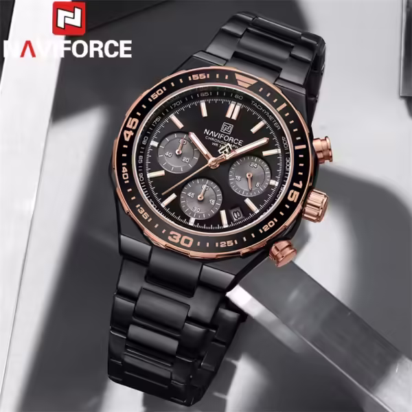 NAVIFORCE 8049 Top Brand Luxury Chronograph Calendar Stainless Steel Quartz Watch For Men - Image 2