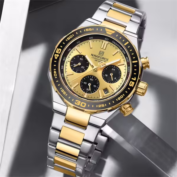 NAVIFORCE 8049 Top Brand Luxury Chronograph Calendar Stainless Steel Quartz Watch For Men - Image 2