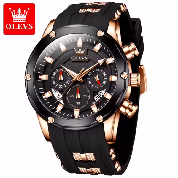 OLEVS 9991 Silicone Strap Chronograph  Quartz Watch For Man - Image 4