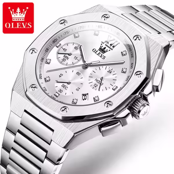 OLEVS 3626 Original Quartz Stainless Steel Watch for Man - Image 3