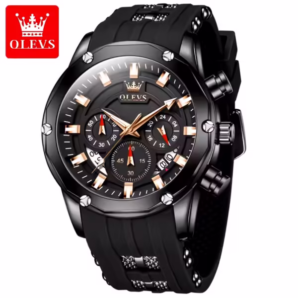 OLEVS 9991 Silicone Strap Chronograph Quartz Watch For Man - Image 2