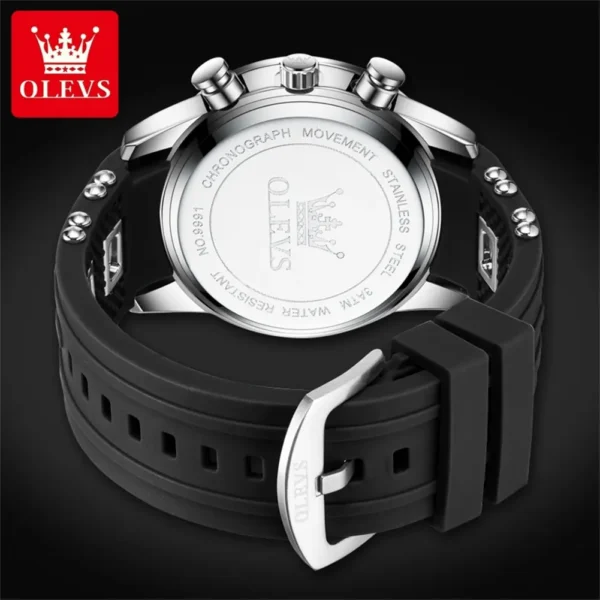 OLEVS 9991 Silicone Strap Chronograph Quartz Watch For Man - Image 3