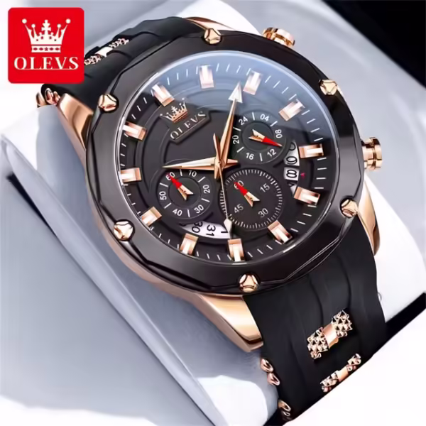 OLEVS 9991 Silicone Strap Chronograph  Quartz Watch For Man - Image 6