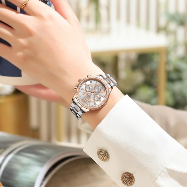 Olevs YT 715 Stainless Steel Chronograph Watch For Women - Image 3