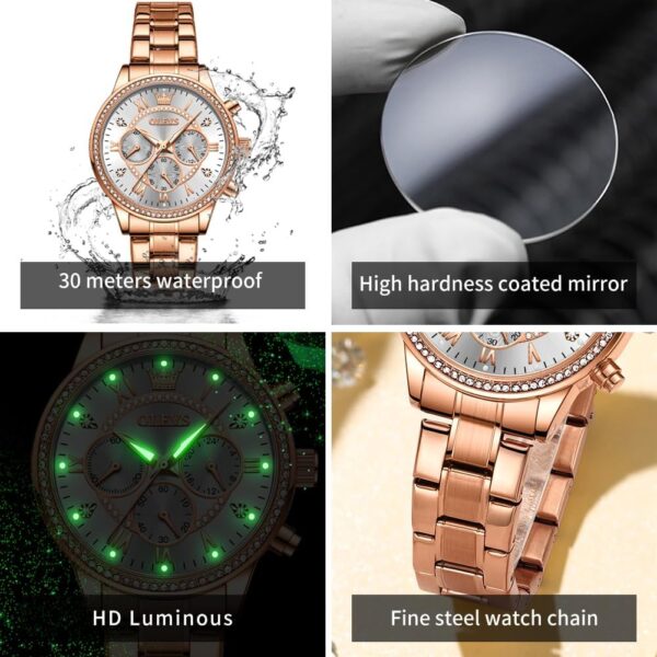 Olevs YT 715 Stainless Steel Chronograph Watch For Women - Image 4