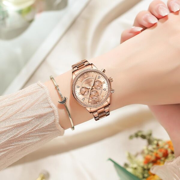 Olevs YT 715 Stainless Steel Chronograph Watch For Women - Image 3