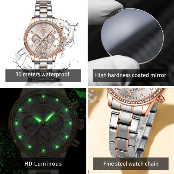 Olevs YT 715 Stainless Steel Chronograph Watch For Women - Image 4