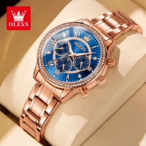 Olevs YT 715 Stainless Steel Chronograph Watch For Women
