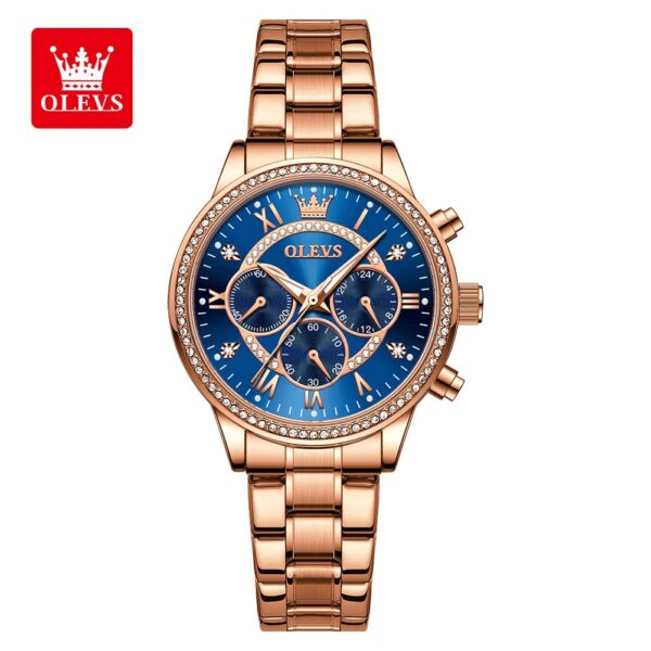 Olevs YT 715 Stainless Steel Chronograph Watch For Women - Image 2