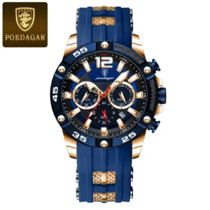 POEDAGAR 912 Chronograph Silicone Strap Men's Quartz Watch