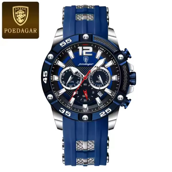 POEDAGAR 912 Chronograph Silicone Strap Men's Quartz Watch - Image 2