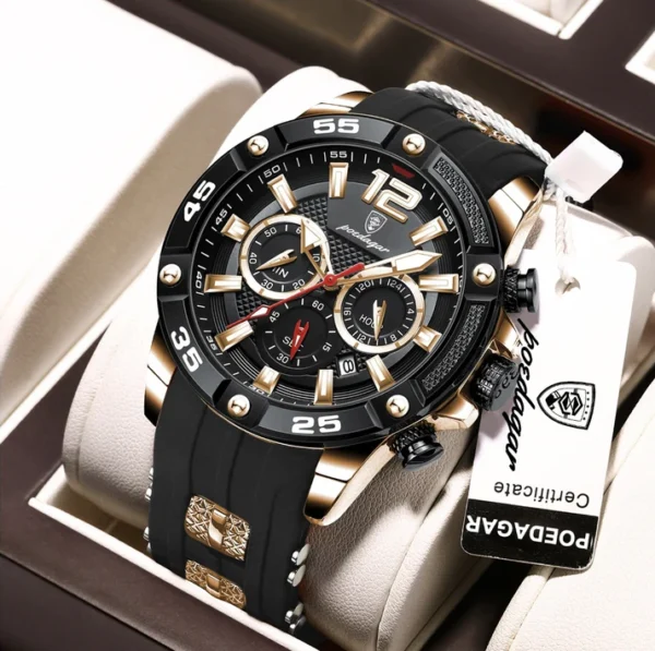 POEDAGAR 912 Chronograph Silicone Strap Men's Quartz Watch