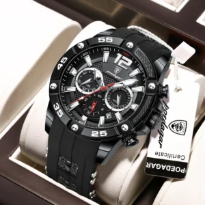 POEDAGAR 912 Chronograph Silicone Strap Men's Quartz Watch