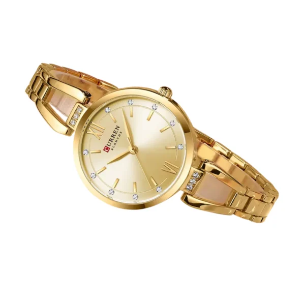 CURREN 9092 Elegant Stainless Steel Classic Women Quartz Watch- Golden - Image 4