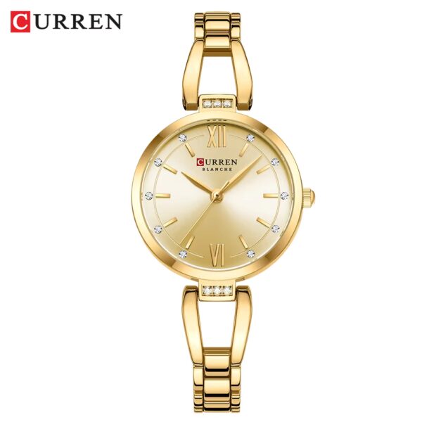 CURREN 9092 Elegant Stainless Steel Classic Women Quartz Watch- Golden - Image 3