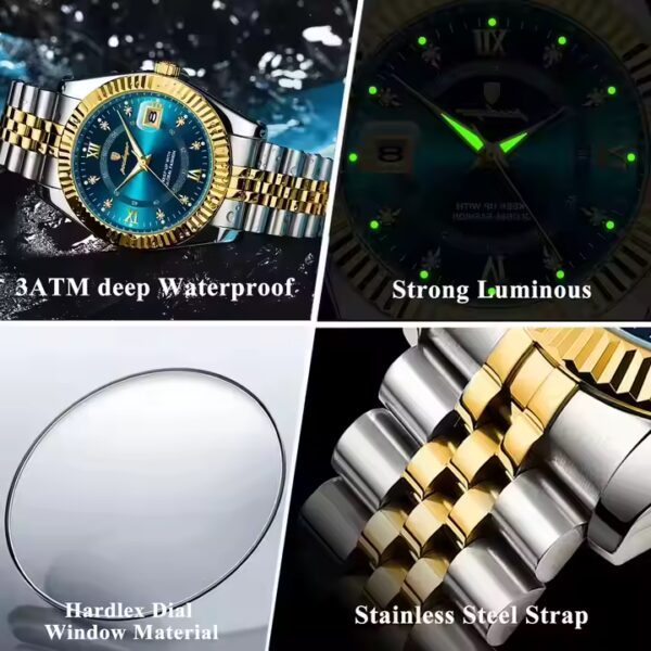 Poedagar 910 Quartz Watch Stainless Steel Strap Men's Watch - Image 4