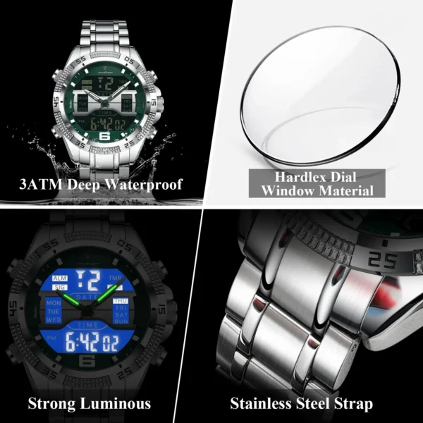 POEDAGAR 103 Luxury Stainless Steel Strap Quartz Watch For Men - Image 4