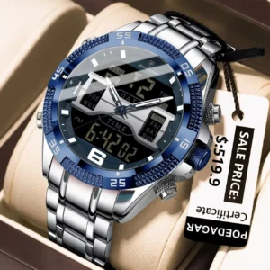POEDAGAR 103 Luxury Stainless Steel Strap Quartz Watch For Men