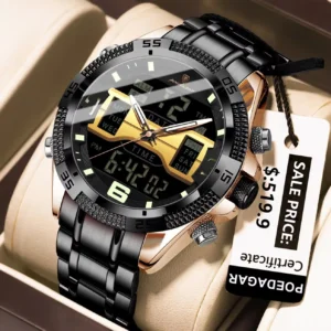 POEDAGAR 103 Luxury Stainless Steel Strap Quartz Watch For Men