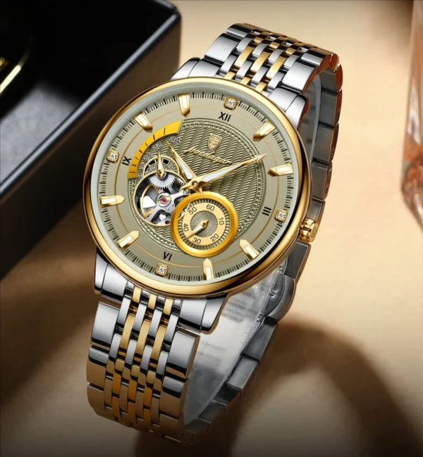 POEDAGAR 1416 Top Luxury Automatic Mechanical Stainless Steel Men's Watch - Image 2