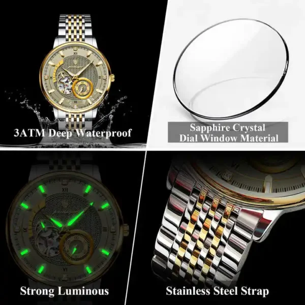 POEDAGAR 1416 Top Luxury Automatic Mechanical Stainless Steel Men's Watch - Image 5