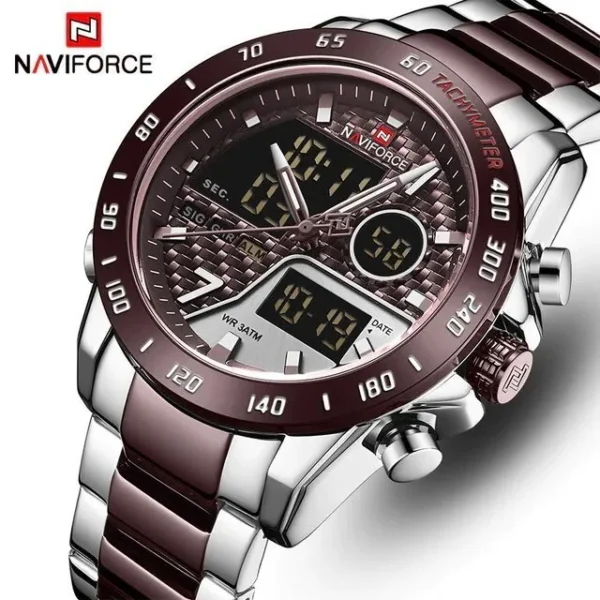 Naviforce NF9171 Men’s Dual Movement Stainless Steel Watch - Image 2