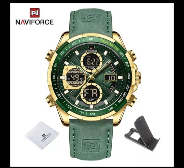 Naviforce 9197 Top Brand Luxury Leather Casual Military Sport Man Wristwach Dual Time Watch - Image 4