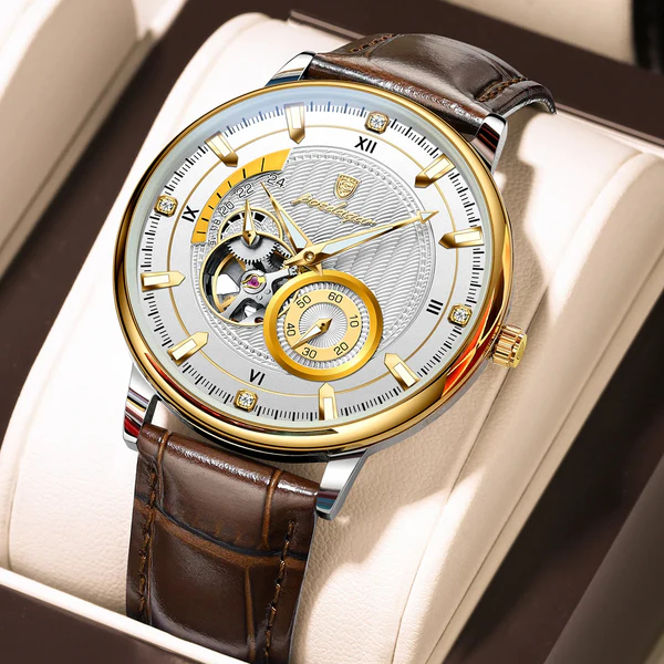 POEDAGAR 1416 Top Luxury Automatic Wristwatch Mechanical Leather Watch For Men