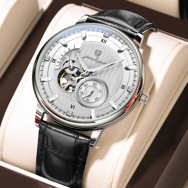 POEDAGAR 1416 Top Luxury Automatic Wristwatch Mechanical Leather Watch For Men