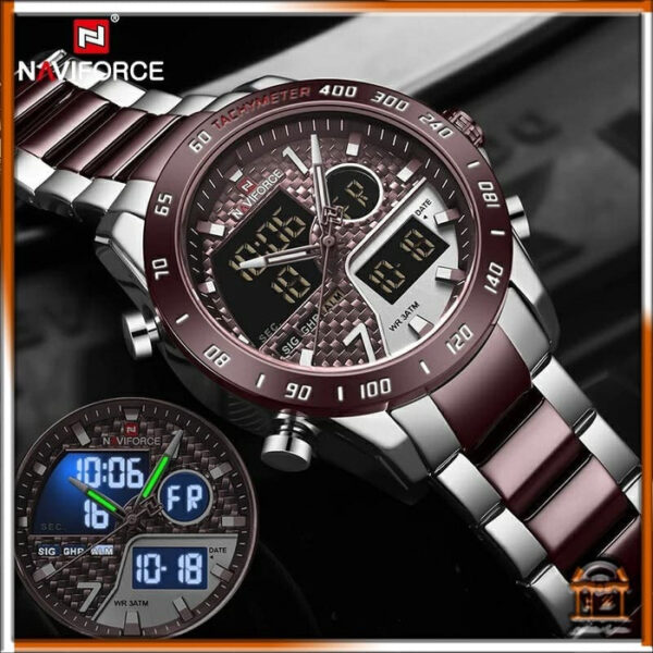 Naviforce NF9171 Men’s Dual Movement Stainless Steel Watch